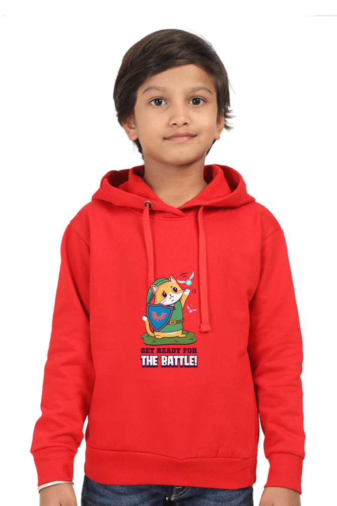 Kids Unisex Full Sleeve Cat Hoodie - Ready for the Battle