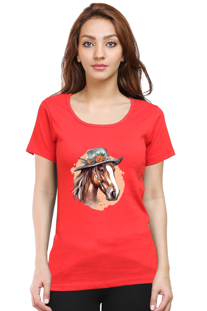 Anime Horse Print Half Sleeve T-Shirt For Women