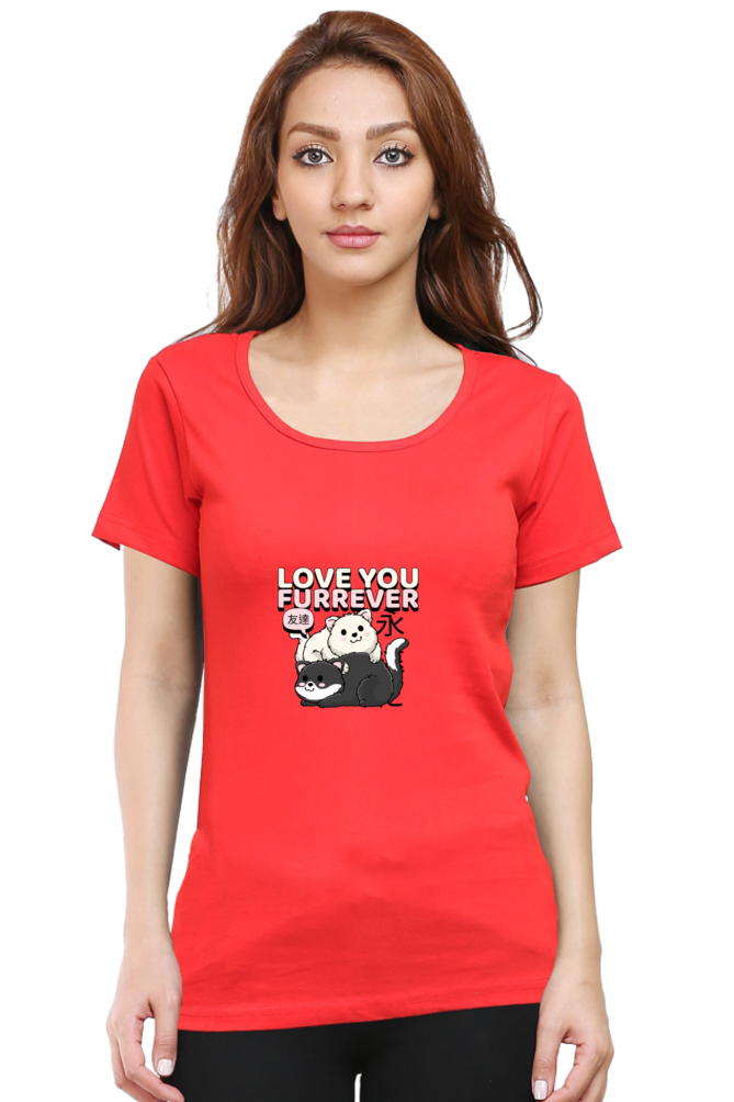 Women’s Half-Sleeve Cat T-Shirt – Love You Furrever