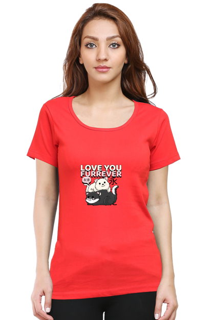 Women’s Half-Sleeve Cat T-Shirt – Love You Furrever