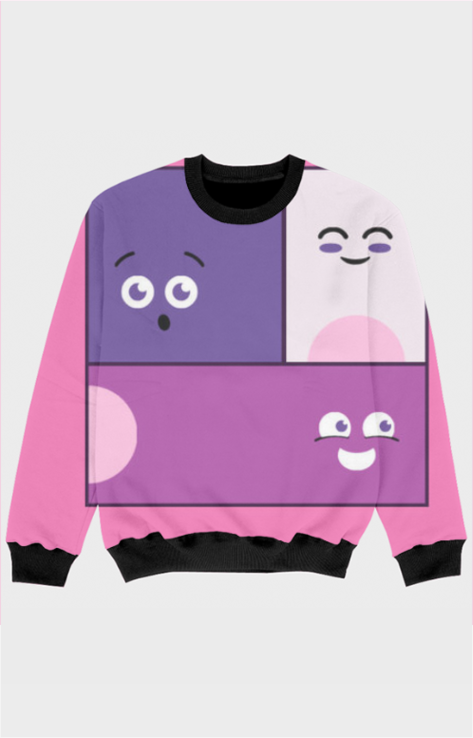 Smiley Vibes Pink & Lavender Girls Sweatshirt