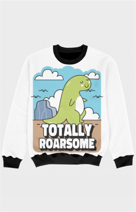 Kids' "Totally Roarsome" Dino Full Sleeve Sweatshirt