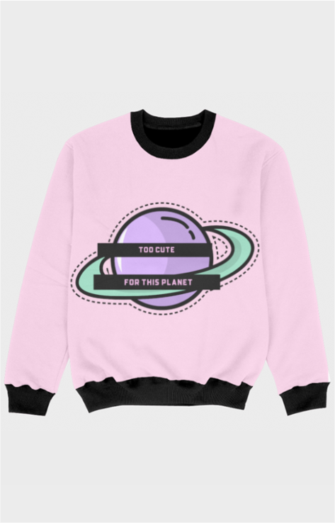 Girls All-Over Print Sweatshirt – "Too Cute For This Planet"