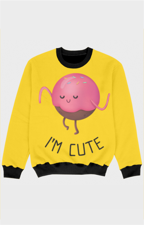 Kids Full Sleeve "I’m Cute" Printed Sweatshirt