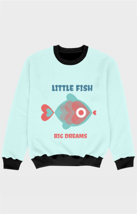 Kids Unisex Full-Sleeve Cartoon Fish Sweatshirt