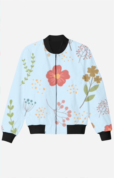 Girls’ Full-Sleeve Floral Print Bomber Jacket