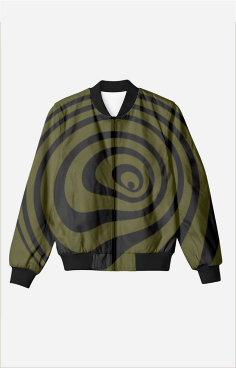 Unisex Olive Green Abstract Bomber Jacket