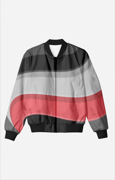 Unisex Black & Red Abstract Bomber Jacket