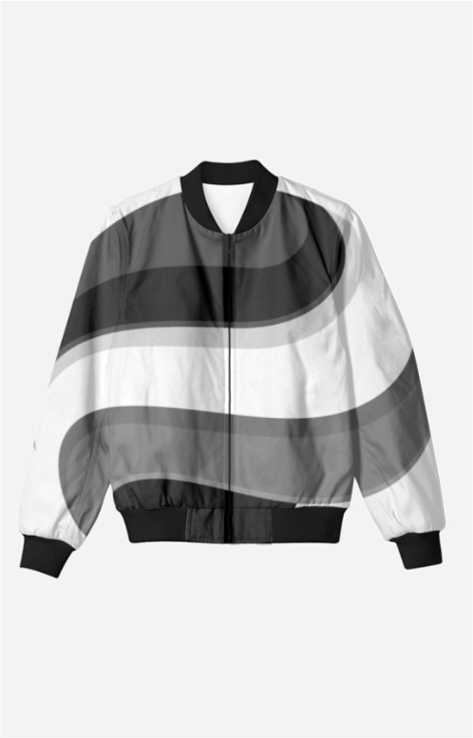 Men’s Full Sleeve Black & White Abstract Bomber Jacket