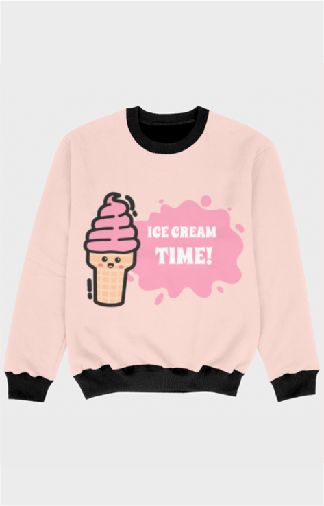 Girl's Full Sleeve AOP Pink Sweatshirt - Ice Cream Time!