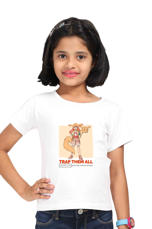 Girls’ Half Sleeve Pokemon T-Shirt – “Trap Them All”