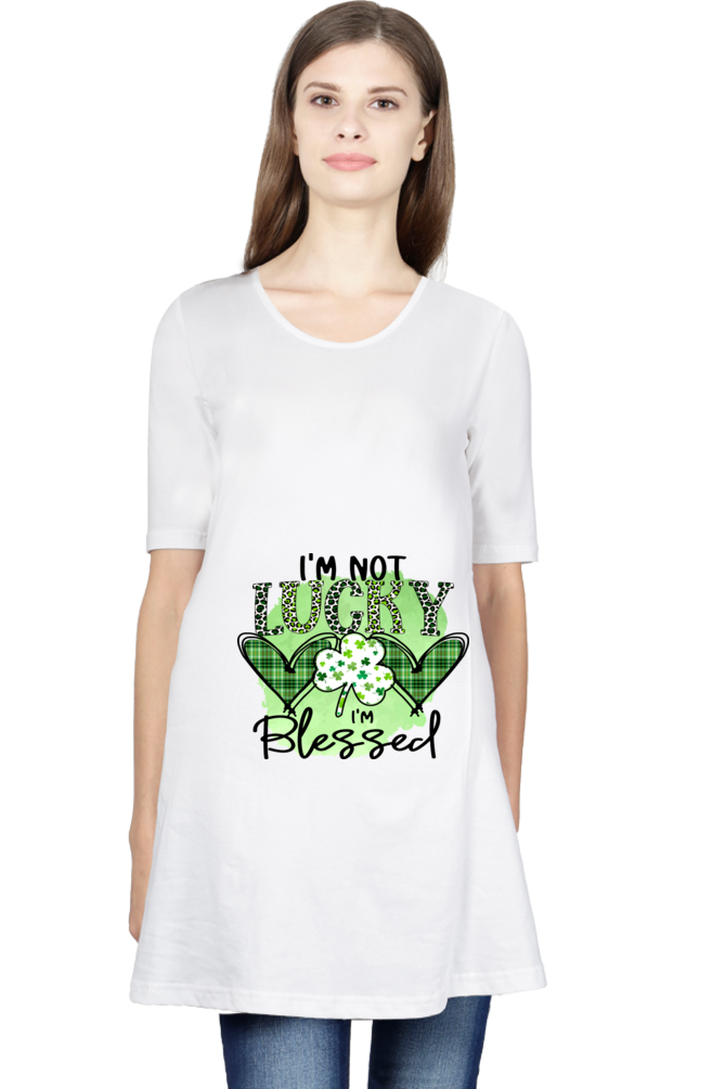 Comfort Fit Maternity T-Shirt Dress "I Am Blessed"