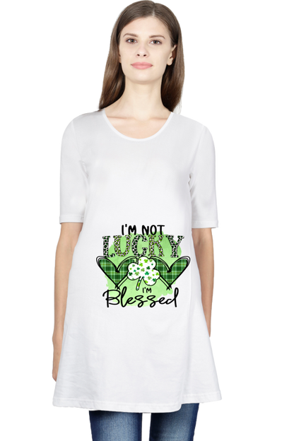 Comfort Fit Maternity T-Shirt Dress "I Am Blessed"