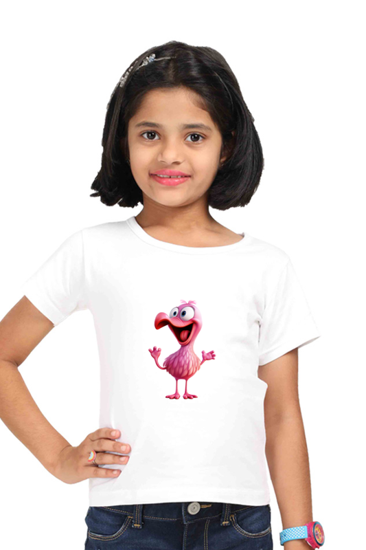 Girls Half Sleeve Flamingo T-Shirt for Daily Wear