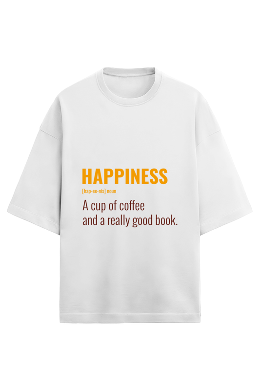 Unisex Half Sleeve Terry T-Shirt - “Happiness: A Cup of Coffee & A Good Book”