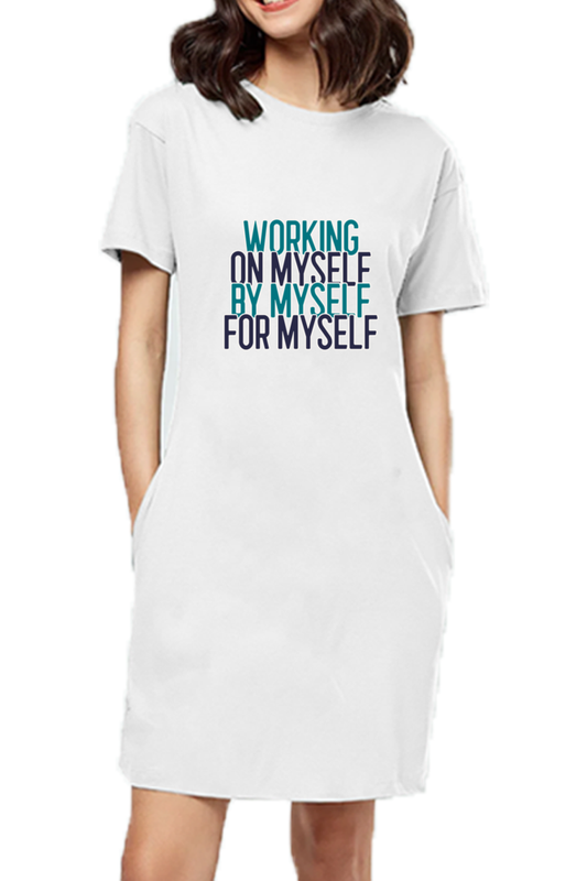 Women’s Half Sleeve T-Shirt Dress - Swag Quote