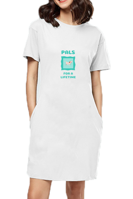 Women’s Half Sleeve T Shirt Dress - Pals For a Lifetime