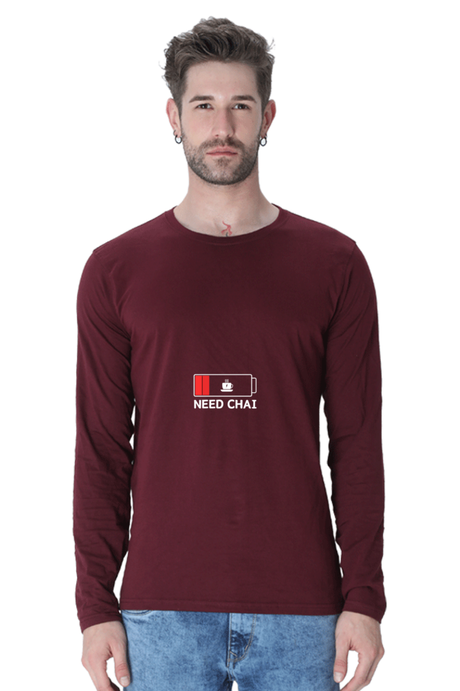 Need Chai? Men's Full Sleeve Desi T-Shirt for Chai Lovers