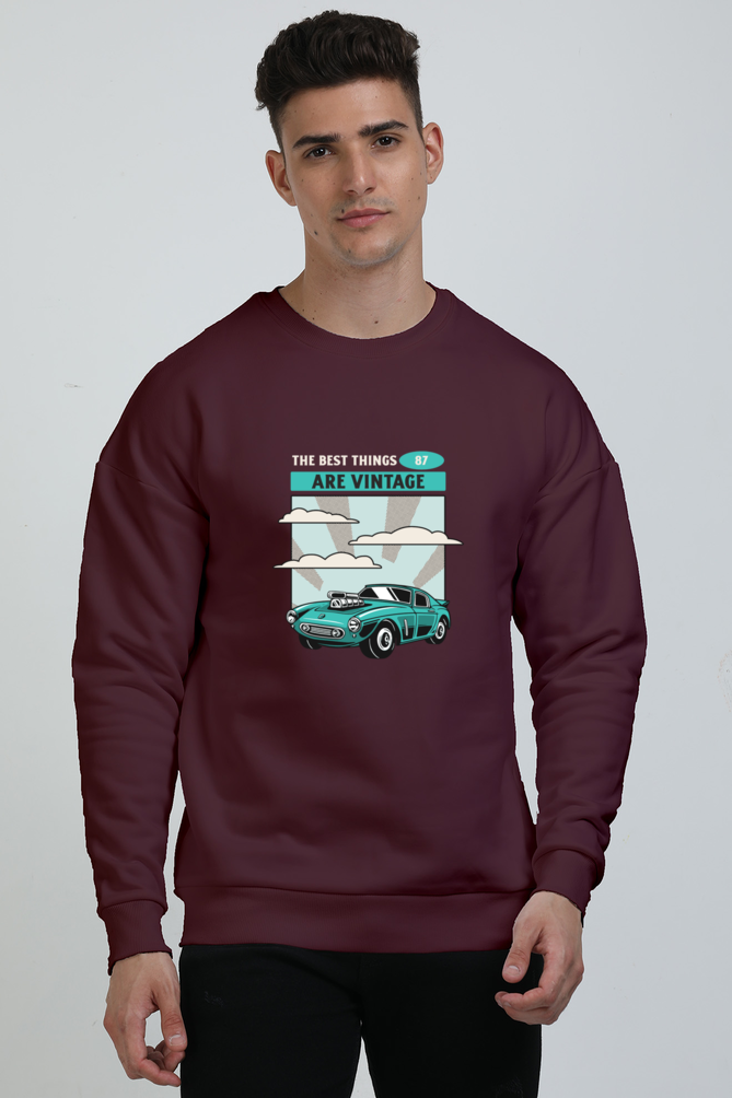 Men’s Oversized Sweatshirt - Vintage Car Design