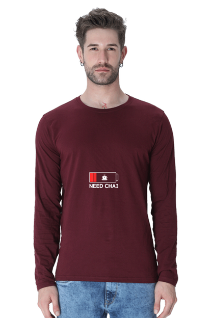 Need Chai? Men's Full Sleeve Desi T-Shirt for Chai Lovers