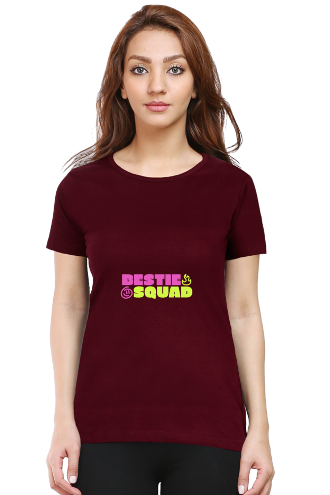 Bestie Squad Half Sleeve Friendship T-Shirt for Women | Quote T-Shirt