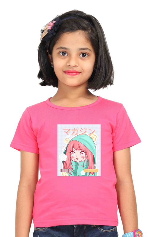 Adorable Half Sleeve Anime T-Shirt For Girls