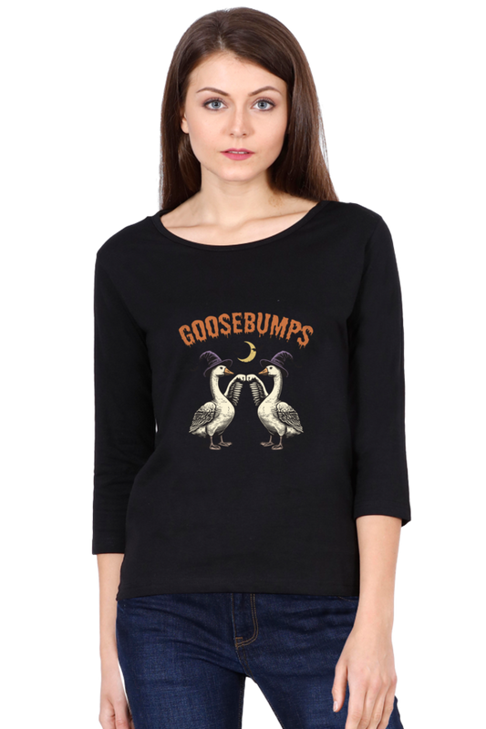 Funny Goosebumps Print Full Sleeves T-Shirt For Women | Graphic T-Shirt