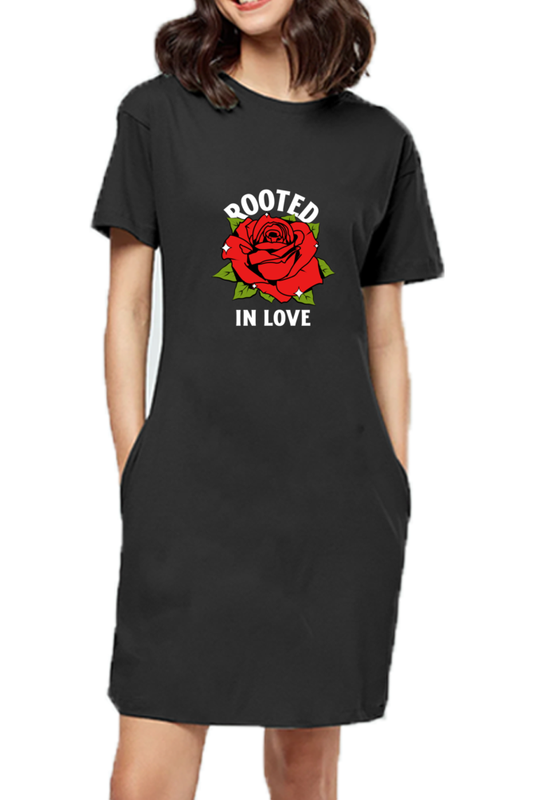 Women’s Half Sleeve T-Shirt Dress - Rooted in Love