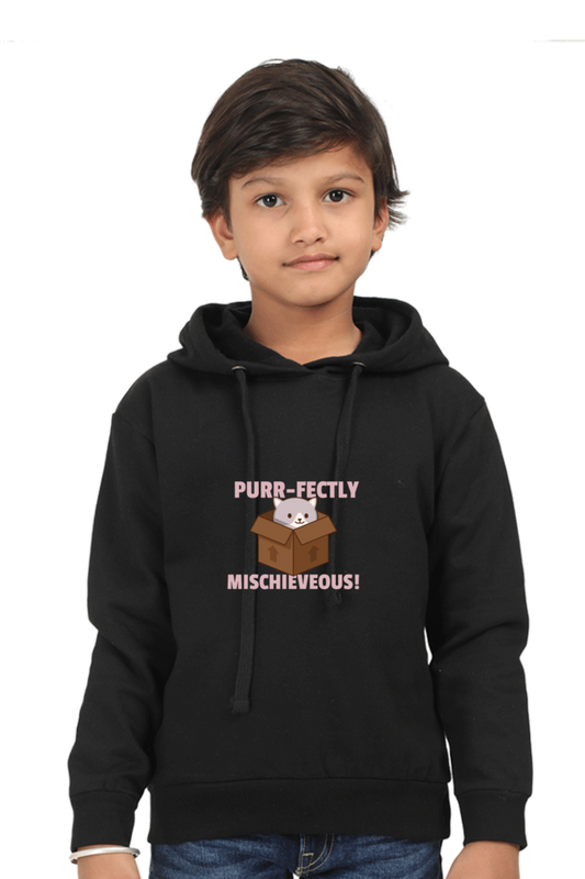 Kids Unisex Cat Print Full Sleeve Hoodie