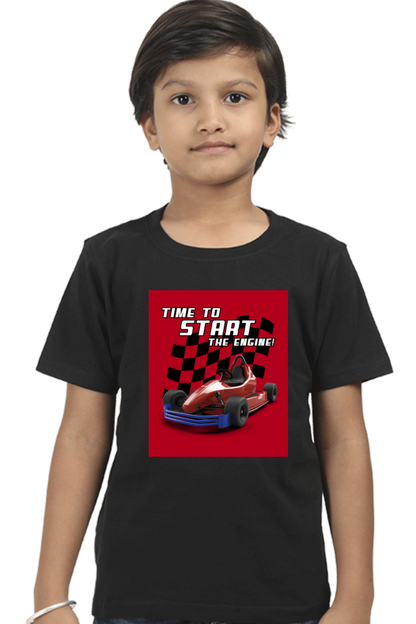 Boy's Half Sleeve T-Shirt - Racing Car Theme