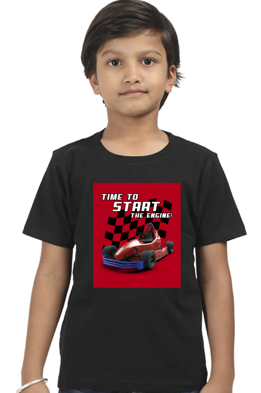 Boy's Half Sleeve T-Shirt - Racing Car Theme