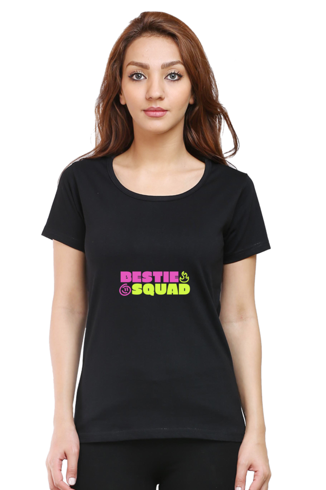 Bestie Squad Half Sleeve Friendship T-Shirt for Women | Quote T-Shirt