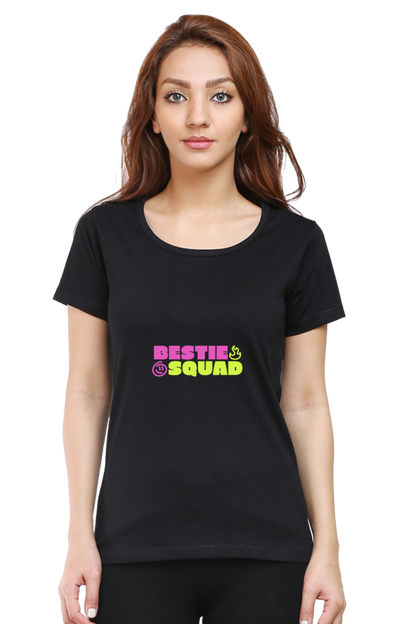 Bestie Squad Half Sleeve Friendship T-Shirt for Women | Quote T-Shirt