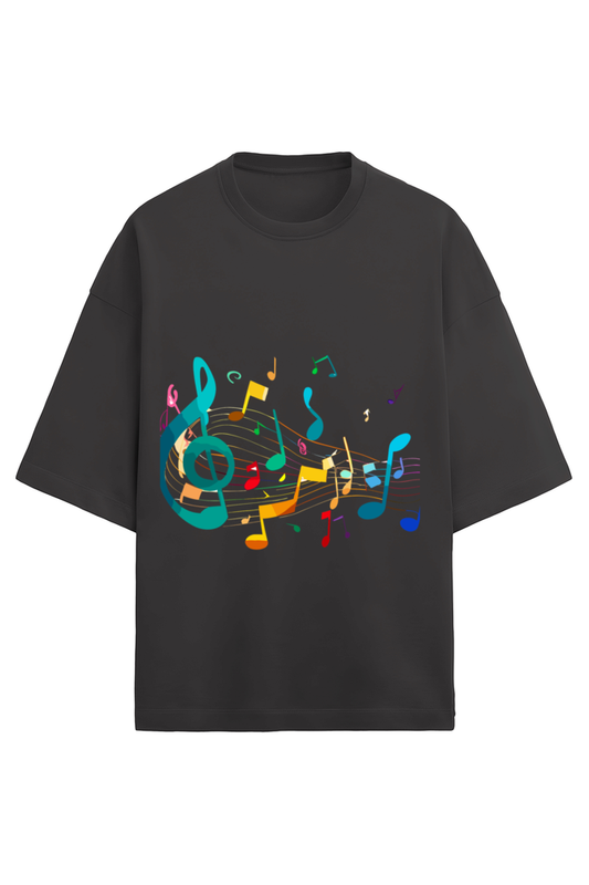 Unisex Music Symbol Graphic Half Sleeve T-Shirt