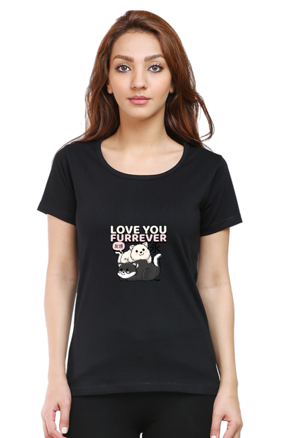 Women’s Half-Sleeve Cat T-Shirt – Love You Furrever