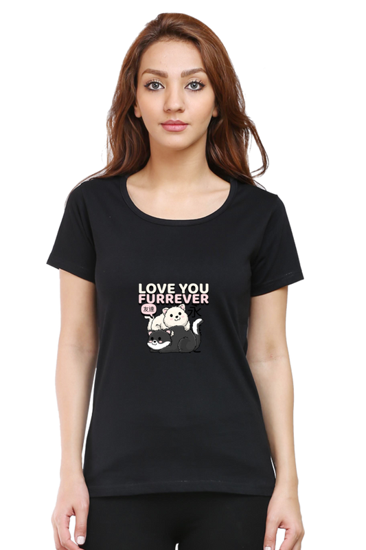 Women’s Half-Sleeve Cat T-Shirt – Love You Furrever