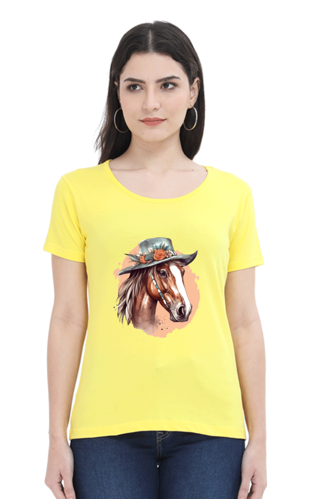 Anime Horse Print Half Sleeve T-Shirt For Women