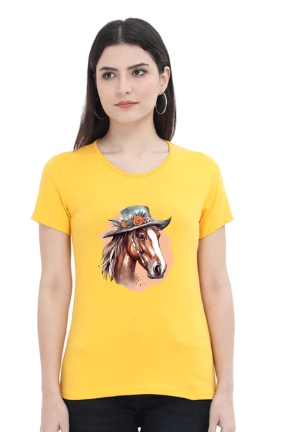 Anime Horse Print Half Sleeve T-Shirt For Women