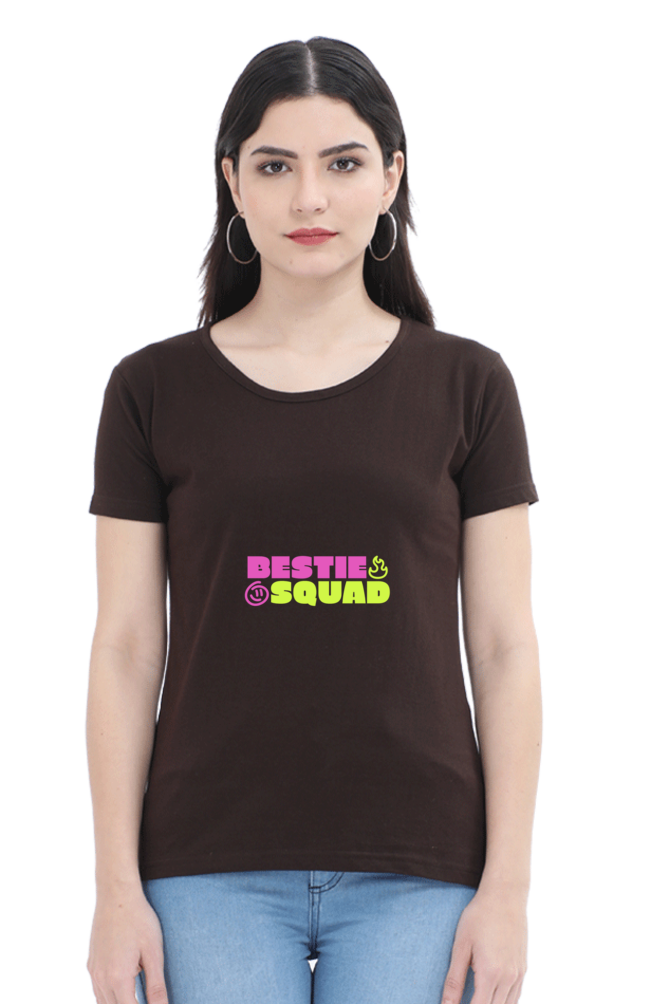 Bestie Squad Half Sleeve Friendship T-Shirt for Women | Quote T-Shirt