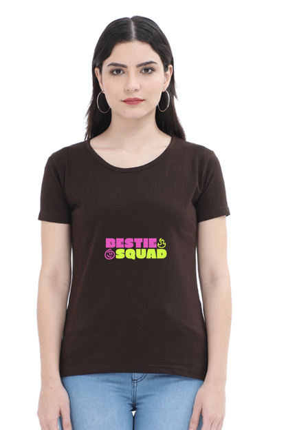 Bestie Squad Half Sleeve Friendship T-Shirt for Women | Quote T-Shirt