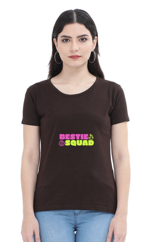 Bestie Squad Half Sleeve Friendship T-Shirt for Women | Quote T-Shirt