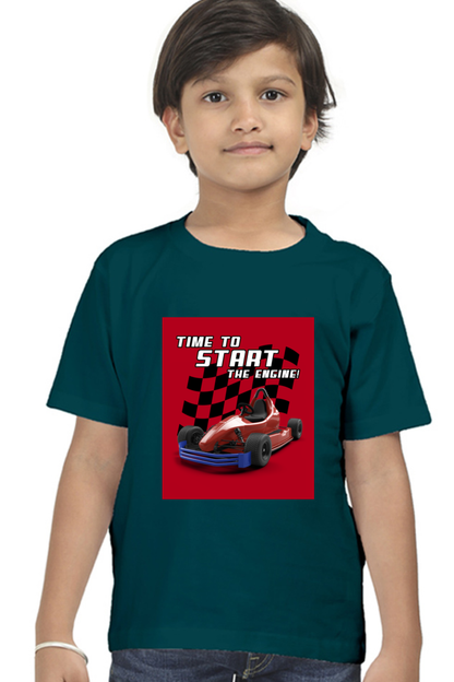 Boy's Half Sleeve T-Shirt - Racing Car Theme