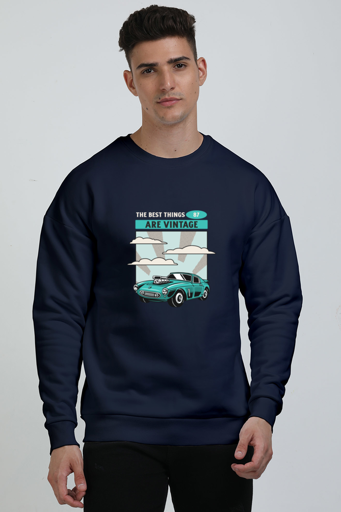 Men’s Oversized Sweatshirt - Vintage Car Design