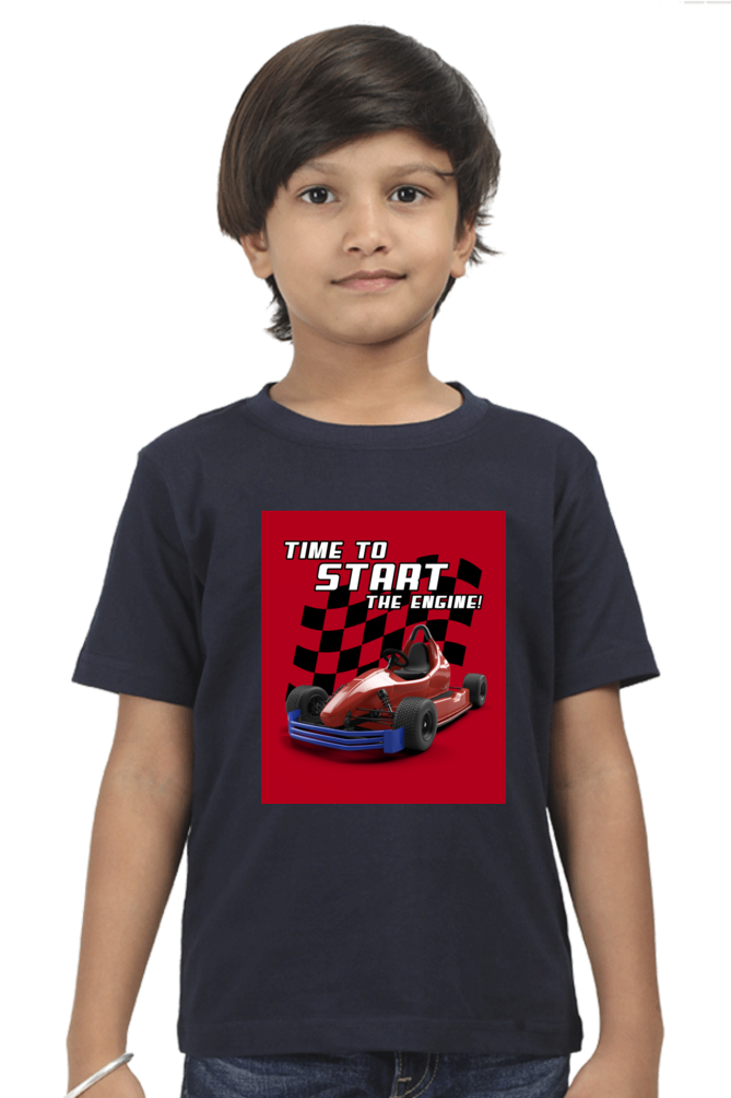 Boy's Half Sleeve T-Shirt - Racing Car Theme