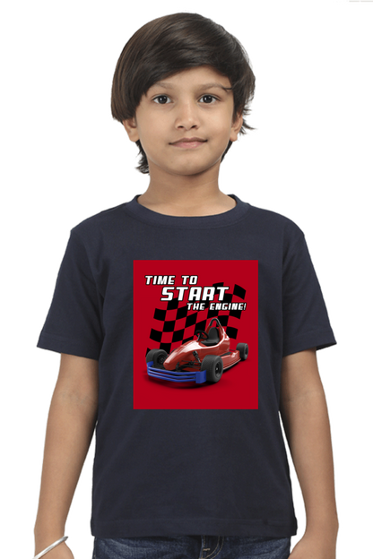 Boy's Half Sleeve T-Shirt - Racing Car Theme