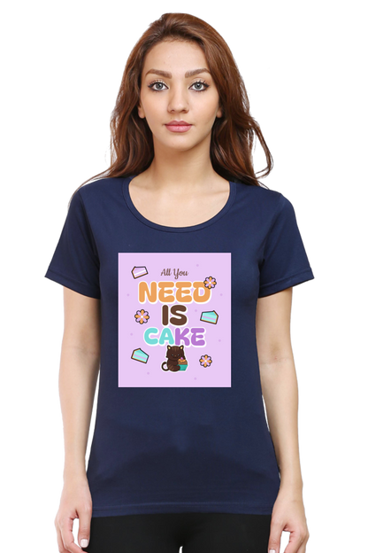 Sassy Cat & Cupcake Vibes Half Sleeve T-shirt For Women | Graphic T-Shirt