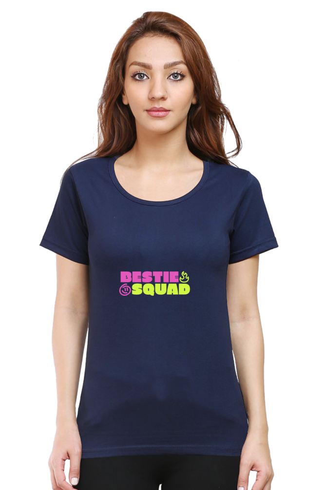 Bestie Squad Half Sleeve Friendship T-Shirt for Women | Quote T-Shirt