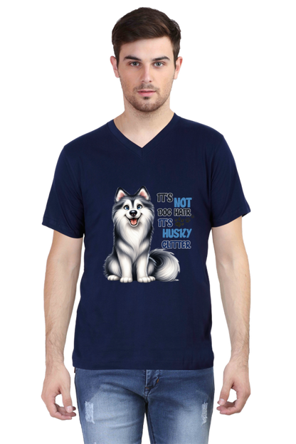 Men’s V-Neck T-Shirt – Husky Glitter Dog Print | Graphic T-Shirt