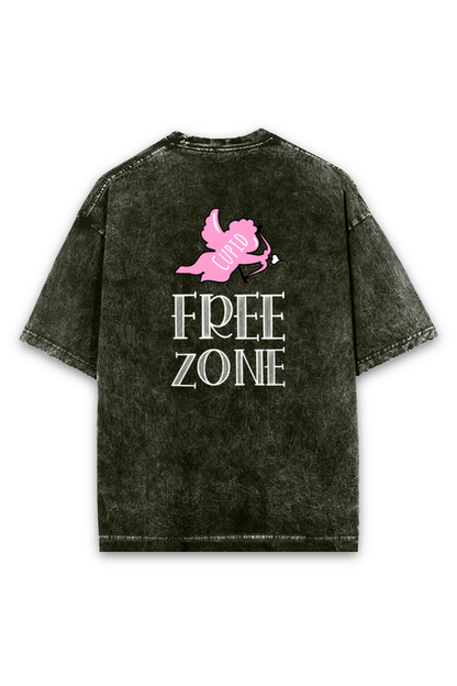 Cupid Free Zone – Unisex Oversized Acidwash Valentine Tee