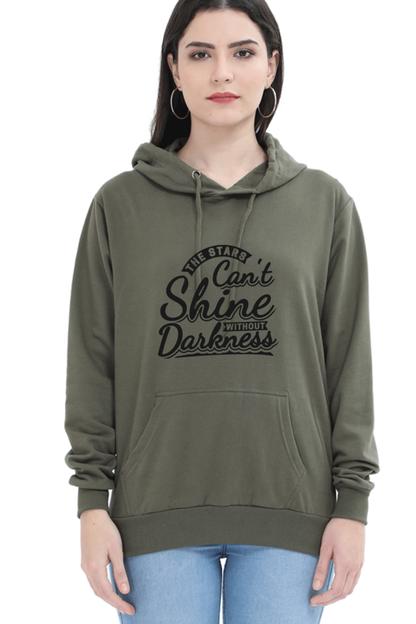 "The Stars Can't Shine Without Darkness" Cozy Hooded Sweatshirt For Women | Quotes T-Shirt